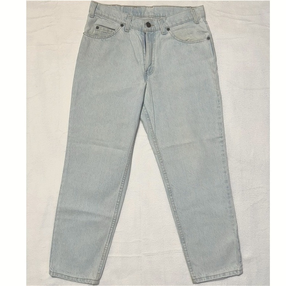 Vintage Levi's 550 Boys Husky 31 Made in USA Light Wash Jeans 90s Orange Tab
